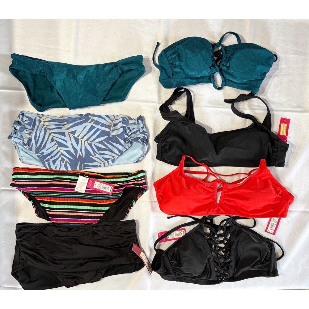 Lot of 15 NWT NWOT Women's Swimsuits | Tops, Bottoms, One-Piece, Covers Sz L/XL